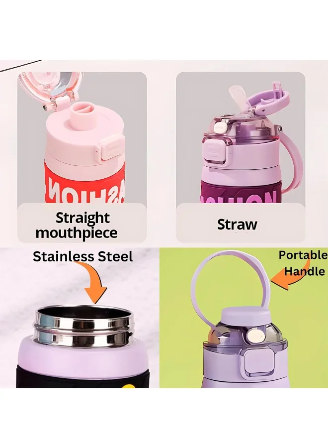 Mobcos purple 304 Stainless Steel Double Wall Vacuum Insulated Cup with Bounce Lid Straw 650ml Hiking Sports Water Bottle (Purple)  | Best Price UAE
