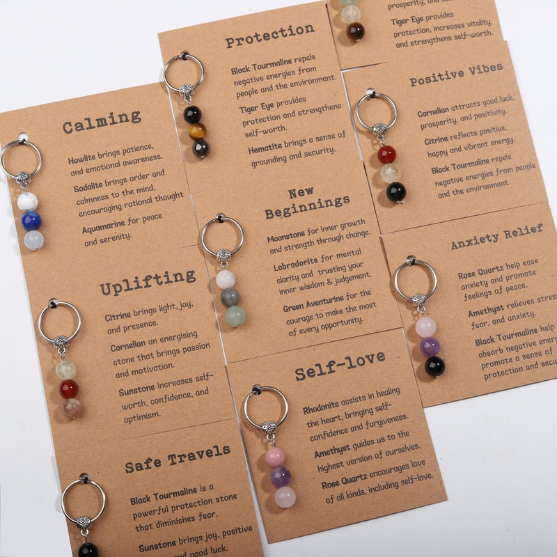 GINAZL Good Luck Keychain Gift, Natural Crystals Keychain Lucky Charm Luckiness Meaning Keychains Accessory Lucky Souvenir Friendship Good Luck in Examination Positivity Gifts (GL) - Image 5