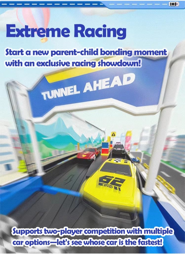 XiuWoo Carrier Truck Dual Race Track Toddlers Toys Foldable 3 Layer Car Race Track Playset Toy Truck Transport Car Carrier & 10 Alloy Cars Truck Car Kids Toys Gifts for Age 3 4 5 6+ Years Old Boys Girls  - Image 4