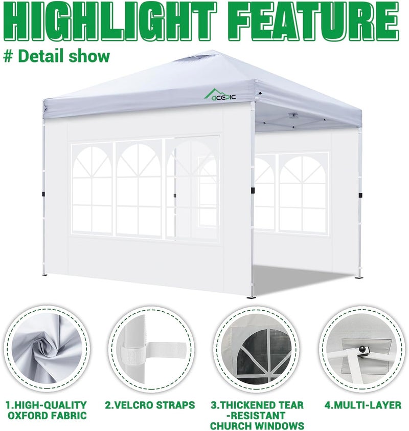 Acepic Gazebo Side Panels with Window and Velcro Fastening for Gazebo 3 x 3 m, Wind Protection and Privacy Screen for Party Tent, Waterproof, Pack of 2 - Image 3