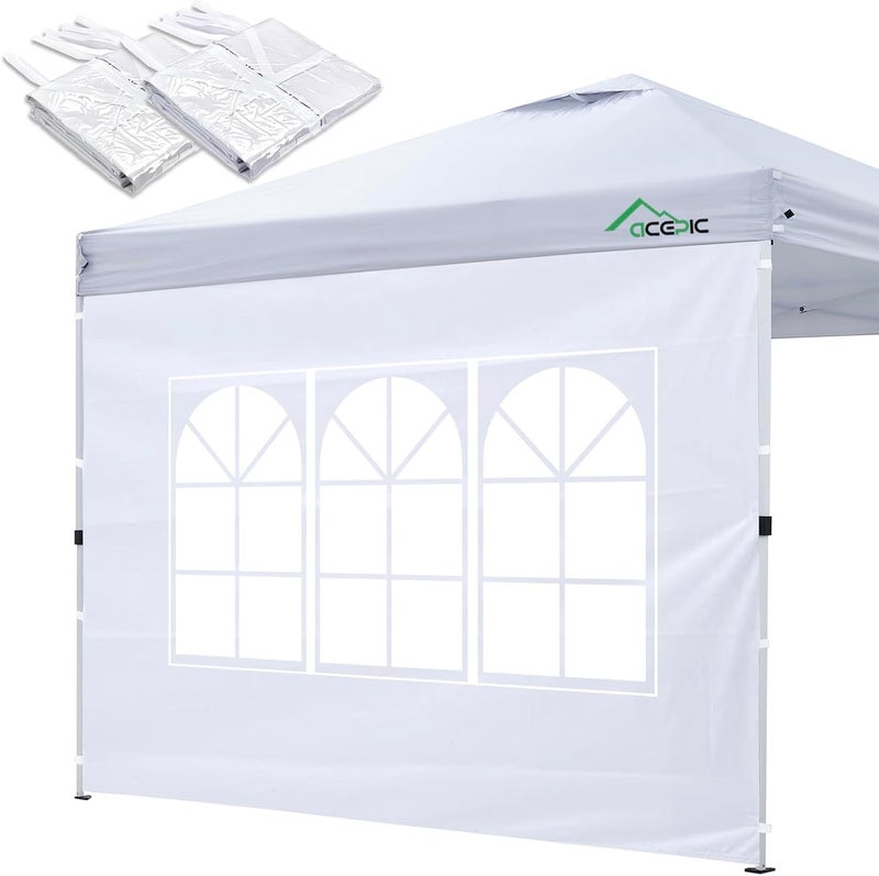 Acepic Gazebo Side Panels with Window and Velcro Fastening for Gazebo 3 x 3 m, Wind Protection and Privacy Screen for Party Tent, Waterproof, Pack of 2 - Image 1