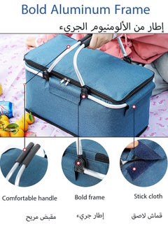 HANAMICHI Insulated Picnic Basket Foldable Ice Bag Ice Basket Outdoor Insulated Refrigerated Portable Storage Basket Foldable Design (Gray)  - Image 3