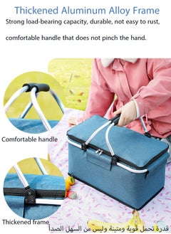 HANAMICHI Insulated Picnic Basket Foldable Ice Bag Ice Basket Outdoor Insulated Refrigerated Portable Storage Basket Foldable Design (Gray)  - Image 2