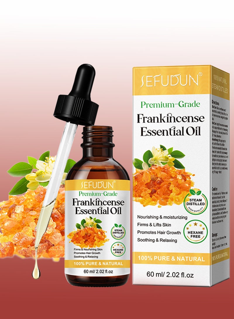 Sefudun 60ml Frankincense Essential Oil Premium 100% Pure and Natural Frankincense Oil for Hair Growth Deeply Nourishing Moisturizing Soothing Relaxing for Skin Hair Care and Aromatherapy - Image 1