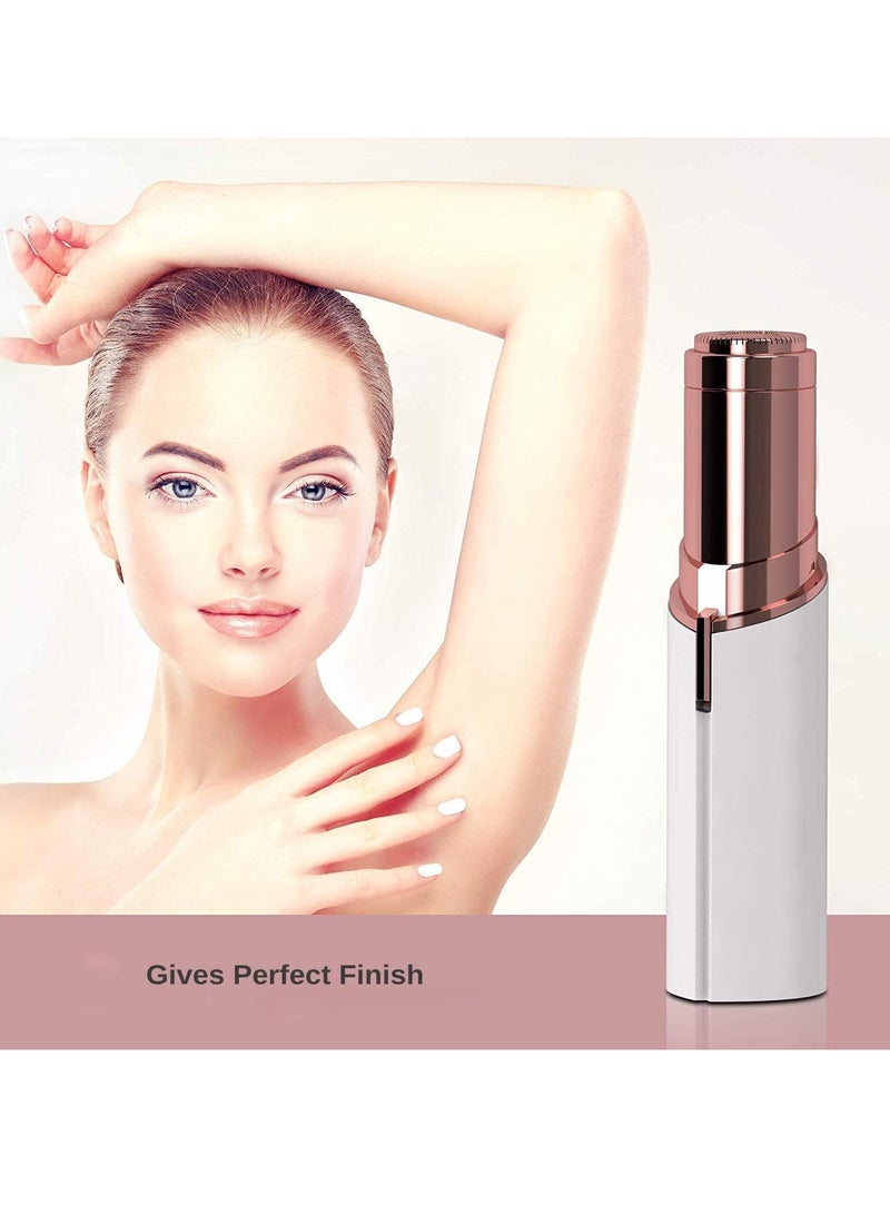 ELTRAZONE Women Painless Facial Hair and Eyebrow Trimmer, Hair Shaver and Remover, Lipstick Style with built-in LED light, Waterproof in 18K gold plated design, Battery Mode-White - Image 3