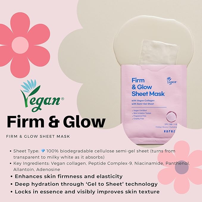 VARUZA Best Collection Premium Vegan Korean Sheet Mask Set 12 Sheets Firming Hydration Glow Clean Beauty EWG Vegan Certified Sheet Mask Multipack - Image 3