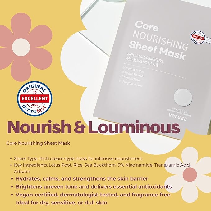 VARUZA Best Collection Premium Vegan Korean Sheet Mask Set 12 Sheets Firming Hydration Glow Clean Beauty EWG Vegan Certified Sheet Mask Multipack - Image 4