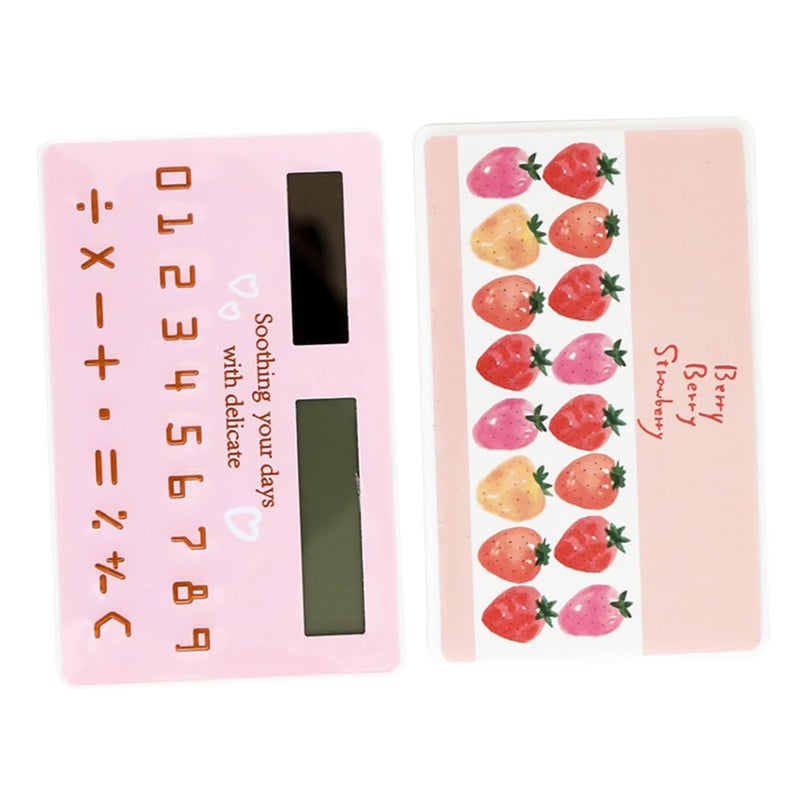2Pcs Ultra Thin Solar Calculator Set Mini Cute Pink Portable For Students Office - Image 2
