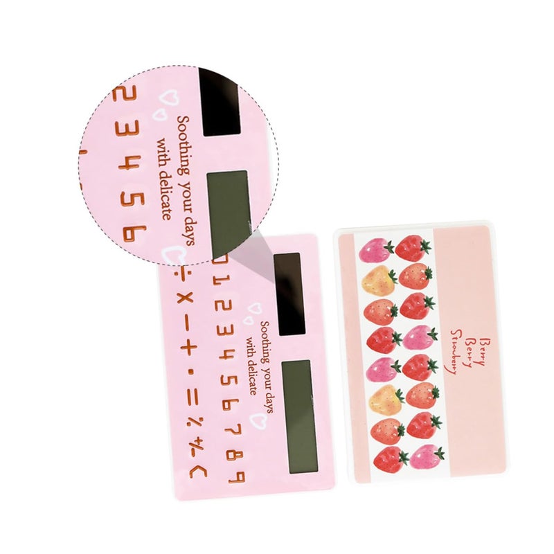 2Pcs Ultra Thin Solar Calculator Set Mini Cute Pink Portable For Students Office - Image 3