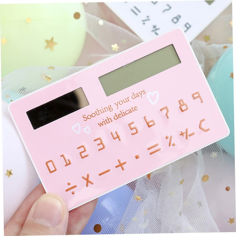2Pcs Ultra Thin Solar Calculator Set Mini Cute Pink Portable For Students Office - Image 5