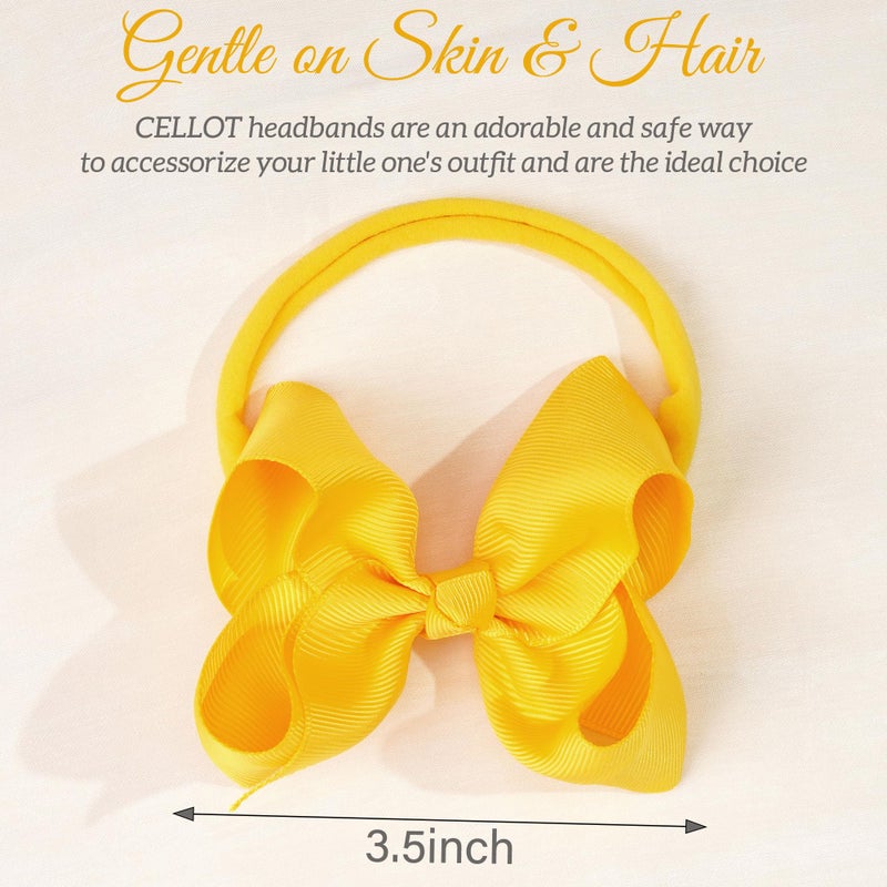 CÉLLOT 40 Colors Baby Bow Headbands 3.5" Hair Bows Super Soft Nylon Headbands for Baby Girls Infants preemie and Newborn Kids Hair Accessories - Image 2
