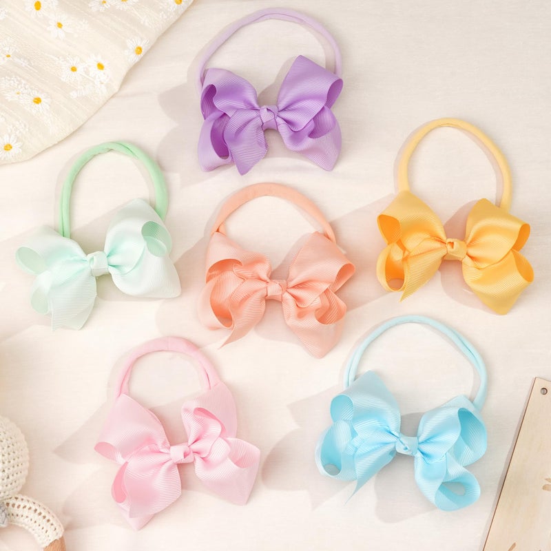 CÉLLOT 40 Colors Baby Bow Headbands 3.5" Hair Bows Super Soft Nylon Headbands for Baby Girls Infants preemie and Newborn Kids Hair Accessories - Image 5