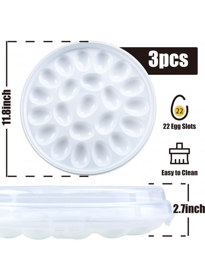 HANSGO 3PCS Deviled Egg Platter, Deviled Egg Carrier With Lid Egg Containers Egg Tray with Lid for Festival Party Favor Home Kitchen Refrigerator Supplies - Image 1
