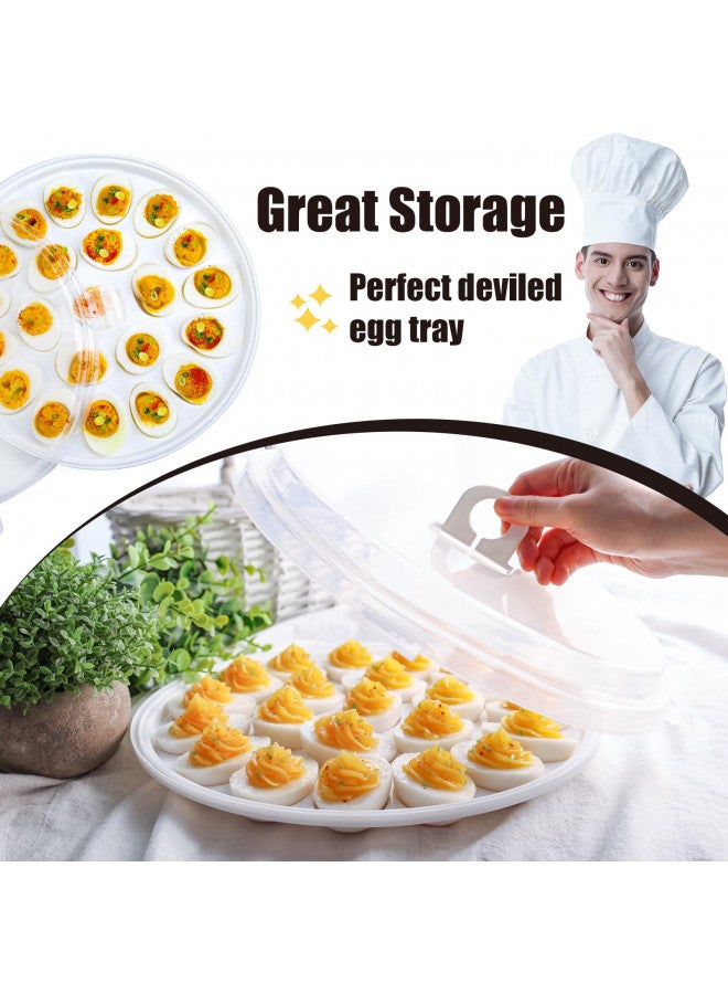 HANSGO 3PCS Deviled Egg Platter, Deviled Egg Carrier With Lid Egg Containers Egg Tray with Lid for Festival Party Favor Home Kitchen Refrigerator Supplies - Image 3