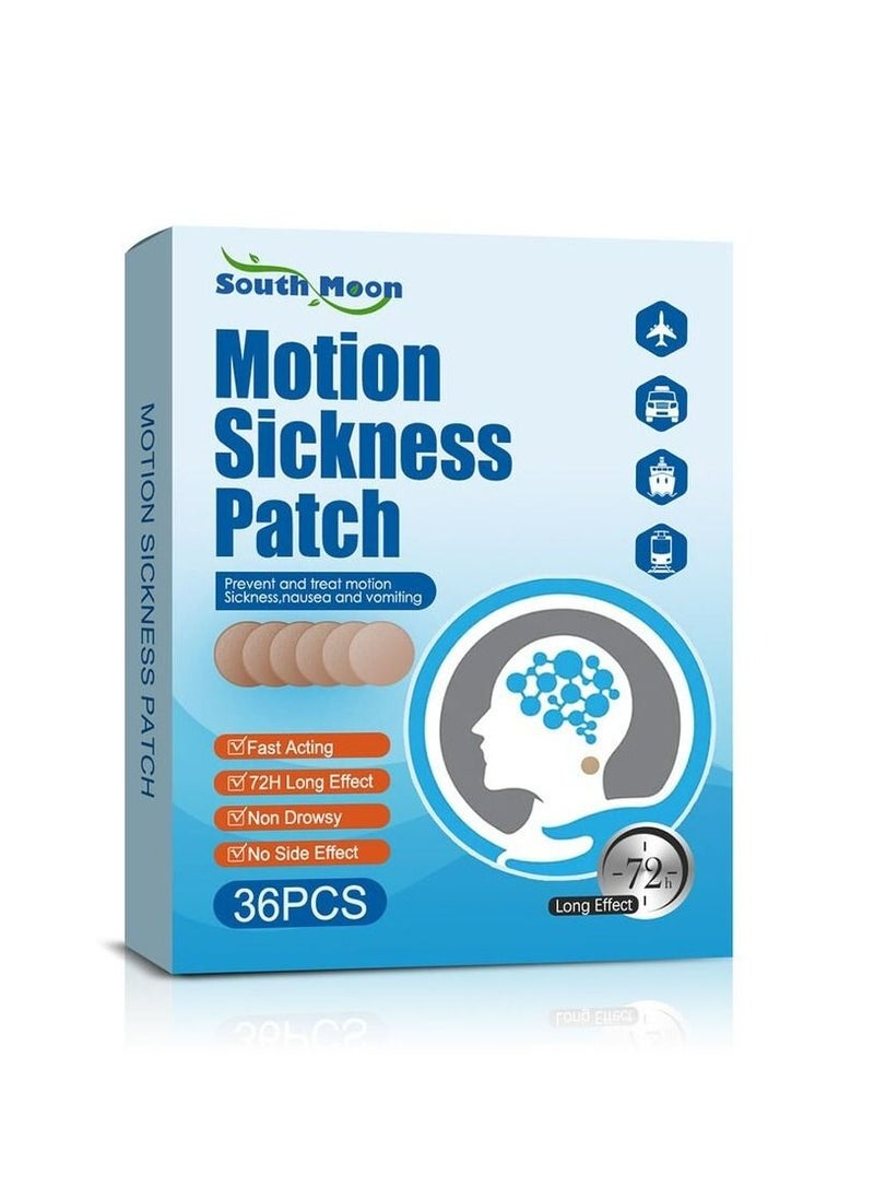 SOUTH MOON - Motion Sickness Patch 36 Pieces Pack Anti Nausea Patches Non Drowsy Relieve Vomiting Nausea Dizziness Vertigo & Other Symptoms Resulted From Cars Ships Airplanes Cruise & Other Forms of Movement - Image 1