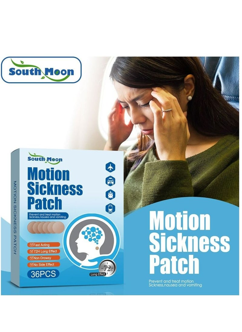 SOUTH MOON - Motion Sickness Patch 36 Pieces Pack Anti Nausea Patches Non Drowsy Relieve Vomiting Nausea Dizziness Vertigo & Other Symptoms Resulted From Cars Ships Airplanes Cruise & Other Forms of Movement - Image 1