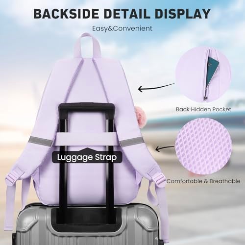 WINDARS School Backpack for Teen Girls, Cute College Backpacks for Women Students Aesthetic Bookbag Large 15.6 Inch Laptop Bag Middle School Travel Back Pack (Purple) - Image 5