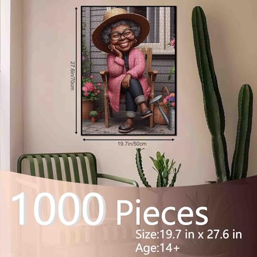 Tucocoo African Grandma Jigsaw Puzzles 1000 Pieces for AdultsOld Ladies Puzzle Art Jigsaw Puzzles as Gardening Wall Decor Family Game Activity Game Night - Image 5