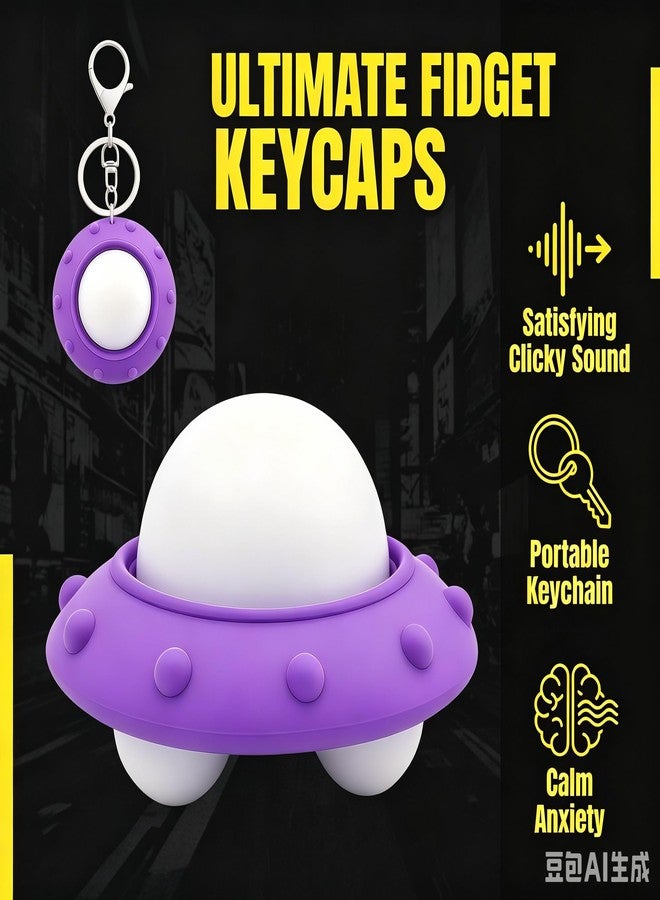 ZREVSB Flying Saucer Fidget Keyboard Toy, Silent Clicker Keychain Fidget Toy, Crisp Sound Stress Relief Anxiety Toy for Adults, Portable Focus Sensory Toy for Office Travel Home - Image 2