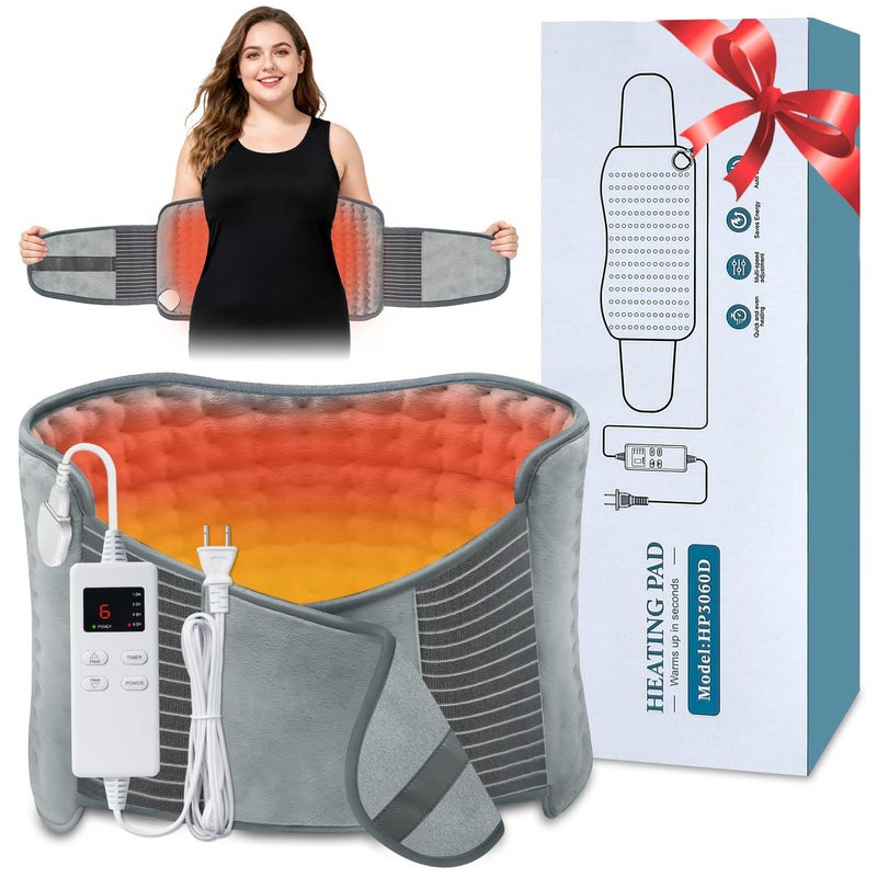 AiTechny Heating Pad for Back Pain Relief, Extra-Large 12"x24"+26" Extendable Electric Heating Pad for Period Cramps with Belt, Auto Shut Off, Machine Washable, Portable Moist Heating Pad for Women & Men - Image 1