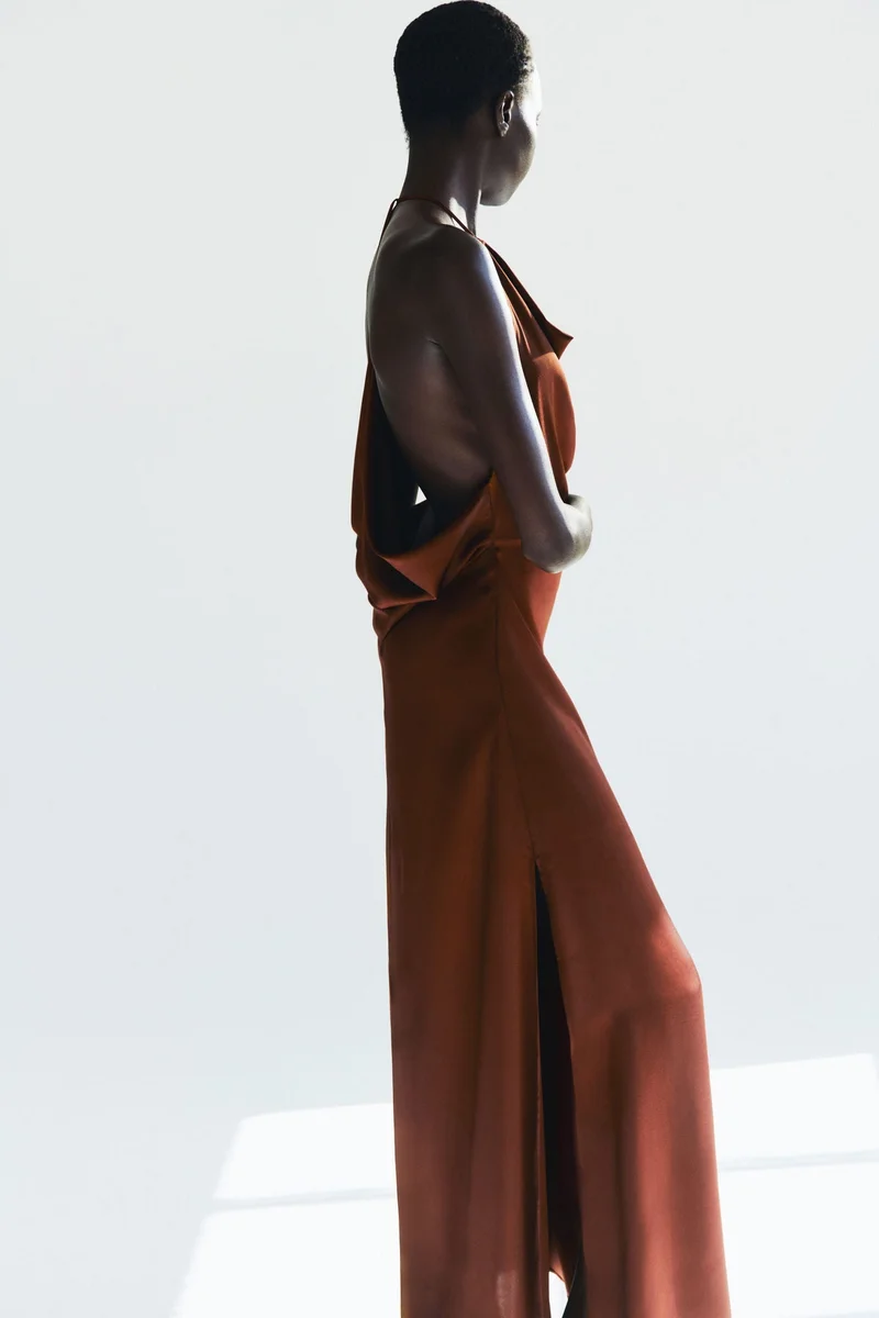 Satin halterneck dress
