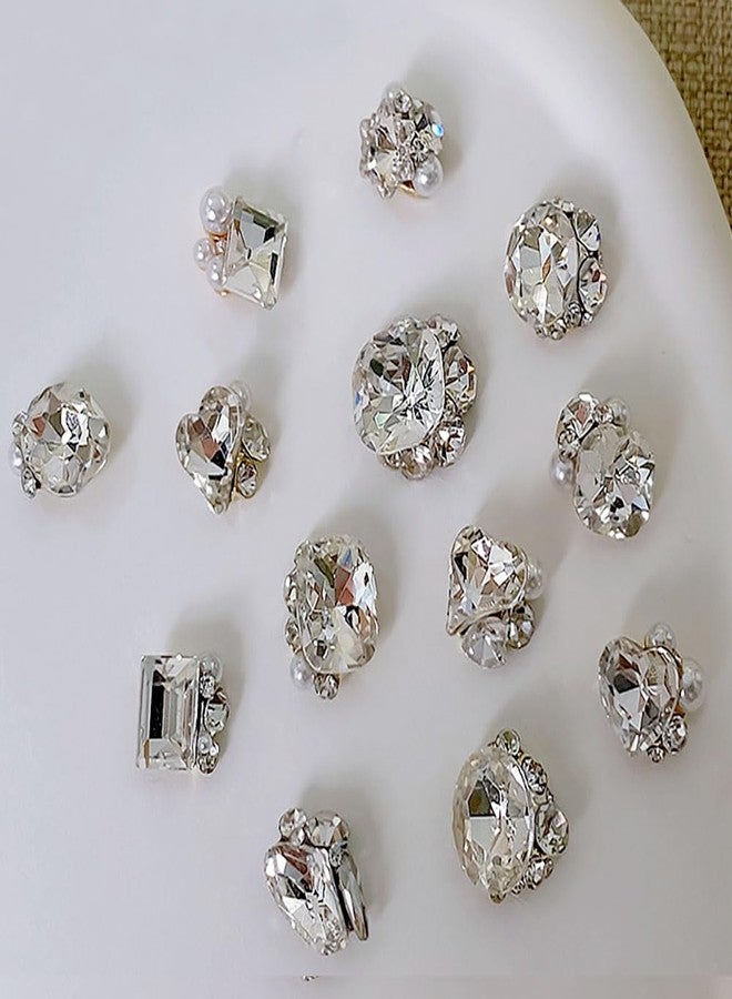 Dornail 8 PCS 3D Pearls Nail Rhinestones Nail Charms,Luxury Shiny Heart Pearl Gems Nail Charm Clear White Hearts Snowflakes Nail Crystals Diamonds Stones Nails Charms for Women Nail Art Supplies Nail Designs - Image 4