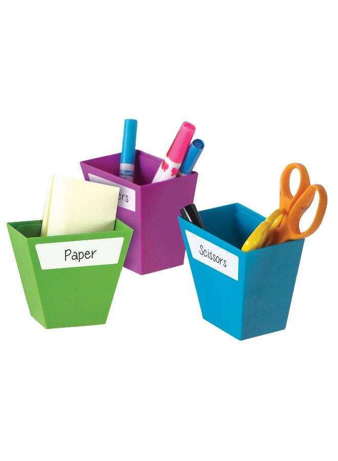 ليرننج ريسورسز صناديق تخزين مغناطيسية من Learning Resources (مجموعة من 4)، منظمات متعددة الأقسام نابضة بالحياة للفصول الدراسية أو المكتب أو محطة الواجبات المنزلية، تتضمن ملصقات سهلة التنظيف (9 سم × 5 سم لكل منها) - Image 1