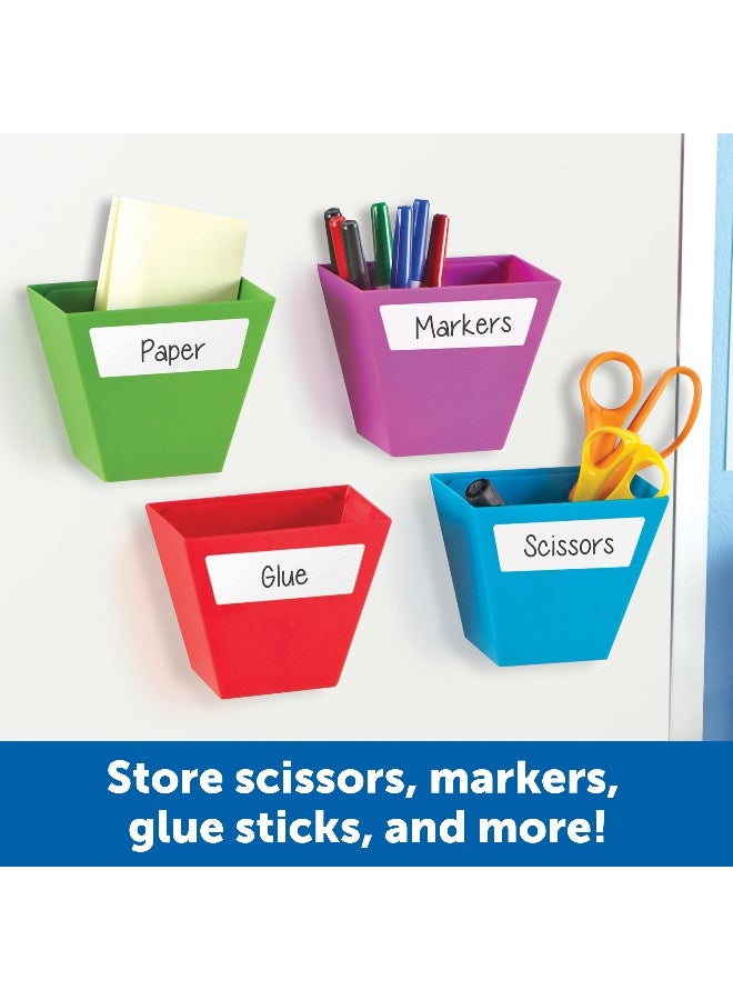 ليرننج ريسورسز صناديق تخزين مغناطيسية من Learning Resources (مجموعة من 4)، منظمات متعددة الأقسام نابضة بالحياة للفصول الدراسية أو المكتب أو محطة الواجبات المنزلية، تتضمن ملصقات سهلة التنظيف (9 سم × 5 سم لكل منها) - Image 2