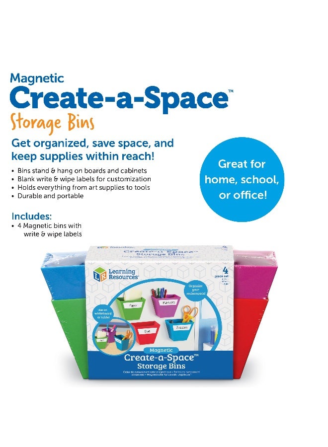 ليرننج ريسورسز صناديق تخزين مغناطيسية من Learning Resources (مجموعة من 4)، منظمات متعددة الأقسام نابضة بالحياة للفصول الدراسية أو المكتب أو محطة الواجبات المنزلية، تتضمن ملصقات سهلة التنظيف (9 سم × 5 سم لكل منها) - Image 4