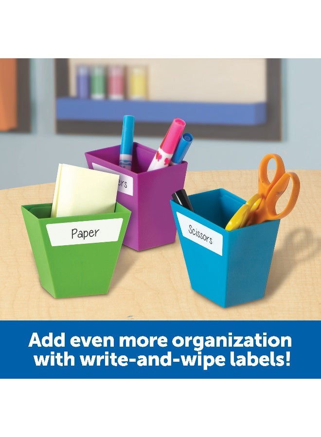 ليرننج ريسورسز صناديق تخزين مغناطيسية من Learning Resources (مجموعة من 4)، منظمات متعددة الأقسام نابضة بالحياة للفصول الدراسية أو المكتب أو محطة الواجبات المنزلية، تتضمن ملصقات سهلة التنظيف (9 سم × 5 سم لكل منها) - Image 3