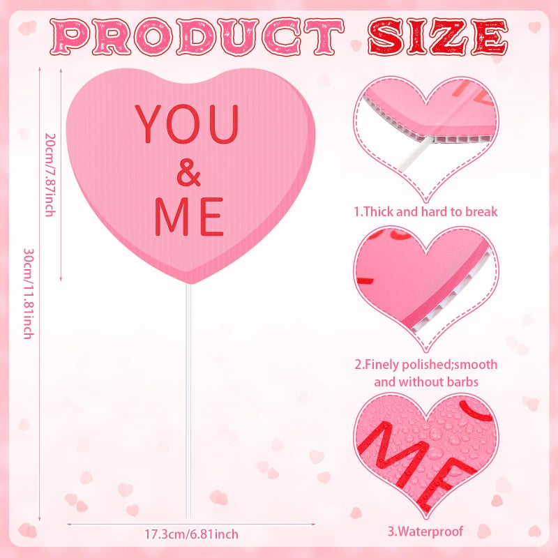 Vercraft 24 Pcs 7.87 Inch Valentine's Day Decorations Tree Ornaments Large Candy Heart Tree Picks Decorations Cute Sweet Conversation Hearts Pick Ornaments for Vase Filler Wreath Fireplaces Wedding - Image 4