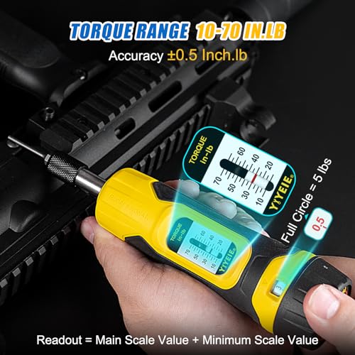 YIYEIE مجموعة مفاتيح عزم الدوران YIYEIE 60 قطعة، 10-70 IN.LB، مفك عزم الدوران الكهربائي مع رؤوس S2، 1/4 بوصة، قابل للتعديل 0.5 إن-باوند، مجموعة أدوات مفاتيح عزم صغيرة للدراجات، التركيب - Image 2