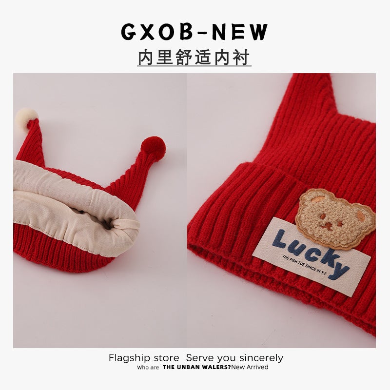 Baby Hat Cute Antenna Knitted Wool Hat For Boys And Girls Winter Ear Protection Thickened Baby Sunscreen Hat - Image 5