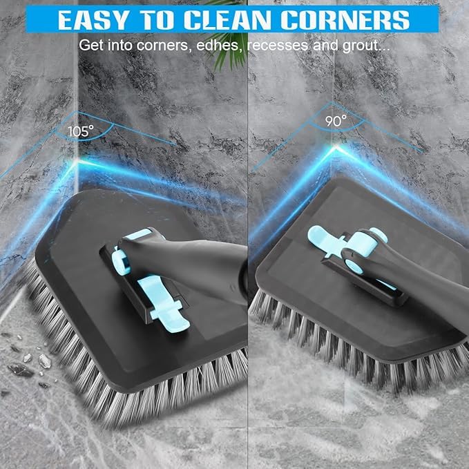 IGNOTI 3 in 1 Tub & Tile Scrubber with Long Handle 51'' - Scrub Cleaning Brush Stiff Bristles Brush Grout Brush for Kitchen Toilet Wall Bathtub Shower Bathroom Sink Window Baseboard (Black) - Image 3