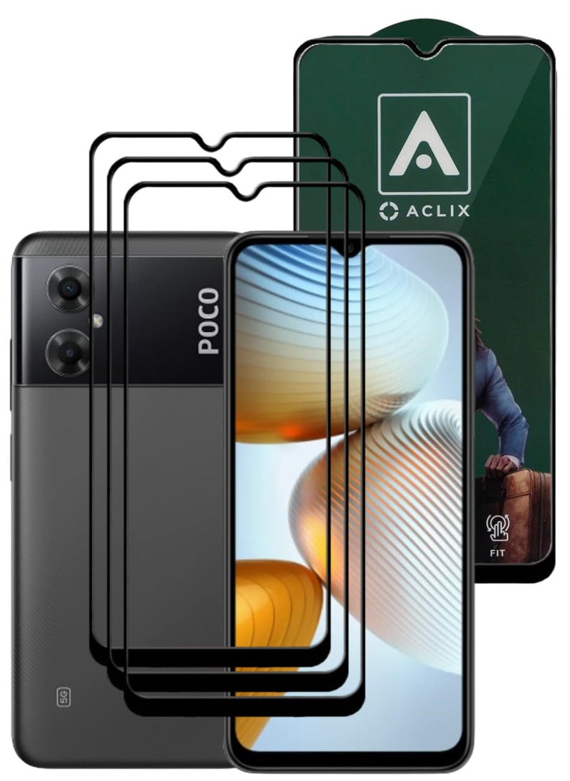 ACLIX 3 Pieces Antistatic ESD Dustproof Premium Quality High Definition Tempered Glass Screen Protector Designed For Xiaomi Poco M4 5G - Image 1