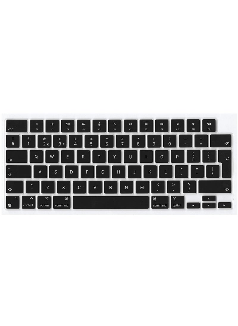 AMM - EU/UK Layout Silicone Keyboard Cover Skin for M2 MacBook Air 13.6 inch 2022 A2681 & MacBook Pro 14 inch 2022 2021 A2442 M1 & MacBook Pro 16 inch 2022 2021 A2485 M1, (English) - Image 1