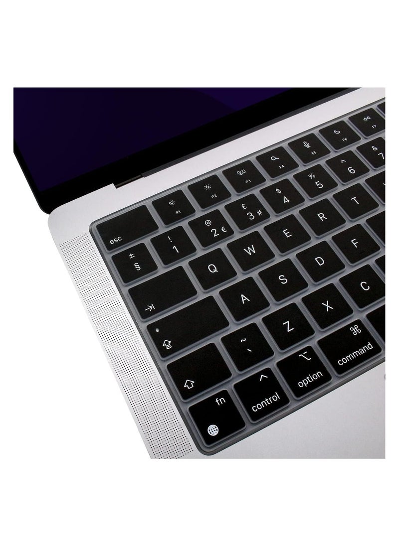 AMM - EU/UK Layout Silicone Keyboard Cover Skin for M2 MacBook Air 13.6 inch 2022 A2681 & MacBook Pro 14 inch 2022 2021 A2442 M1 & MacBook Pro 16 inch 2022 2021 A2485 M1, (English) - Image 1