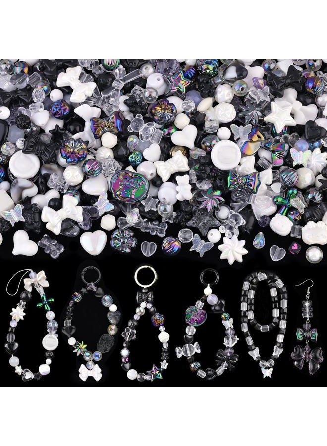 TINKRSTUFF 200-260PCS TINKRSTUFF Assorted Acrylic Beads Black Cute Beads for Bracelet Making, Bow Aesthetic GummyBear Flower Candy Butterfly Kawaii Charms for Jewelry Making DIY Necklace Keychain Phone Charm - Image 1