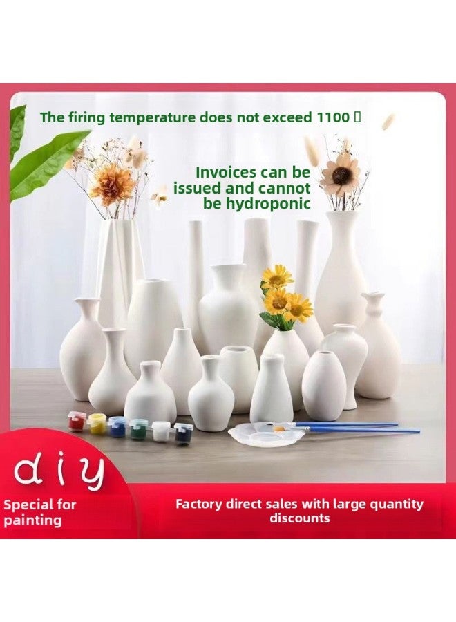 Beauenty Plain Embryo White Embryo Vase Vase Ceramic Art Coloring Water Extension Material Kindergarten Parent-child Painting Non-gypsum-Color:118#Vase  - Image 2
