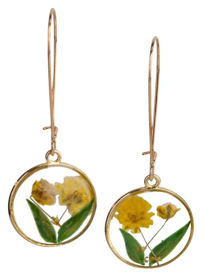 SPUNKYsoul Dried Flower Earrings for Women (Yellow) - Image 1