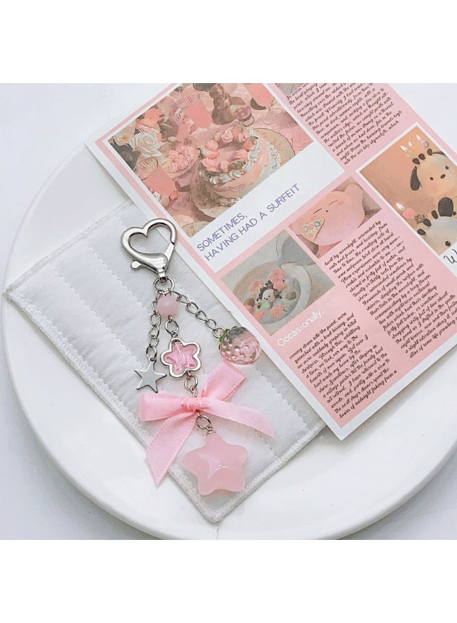 SUNSAR Cute Coquette Aesthetic Y2K Kawaii Keychain Strawberry Bow Star Pendants Keyrings Kawaii Accessories Keychain - Image 4