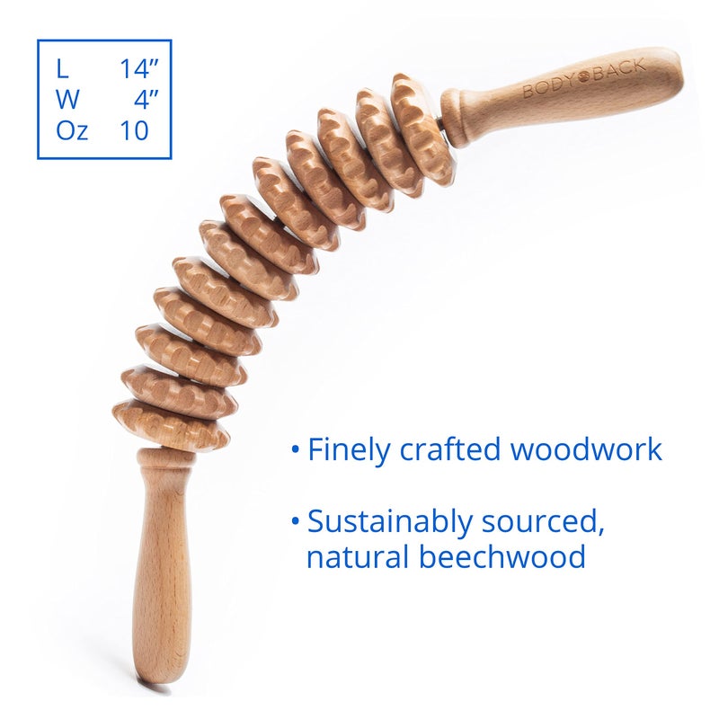Body Back Wood Therapy Curved Roller for Maderoterapia, Lymphatic Drainage, Cellulite Massage, and Massage Rolling, Natural Muscle Massage Stick Tool for Massage and Relaxation - Image 5