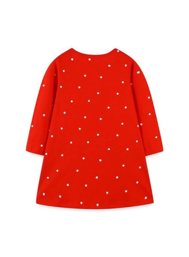 يونيكي Red A-Line Crew Neck Printed Dress