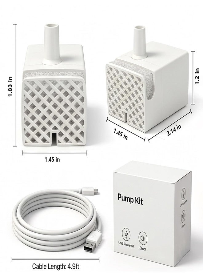 لوتي نافورة مياه هادئة للغاية للحيوانات الأليفة، مضخة بديلة HB-202، محرك غاطس USB مع كابل بطول 1.4 متر (4.9 قدم) لأحواض مياه القطط والكلاب المصنوعة من الفولاذ المقاوم للصدأ سعة 2 لتر/68 أونصة، متوافقة مع سلسلة الموديلات PWF-002، WF020، WF050، WF210 - Image 2