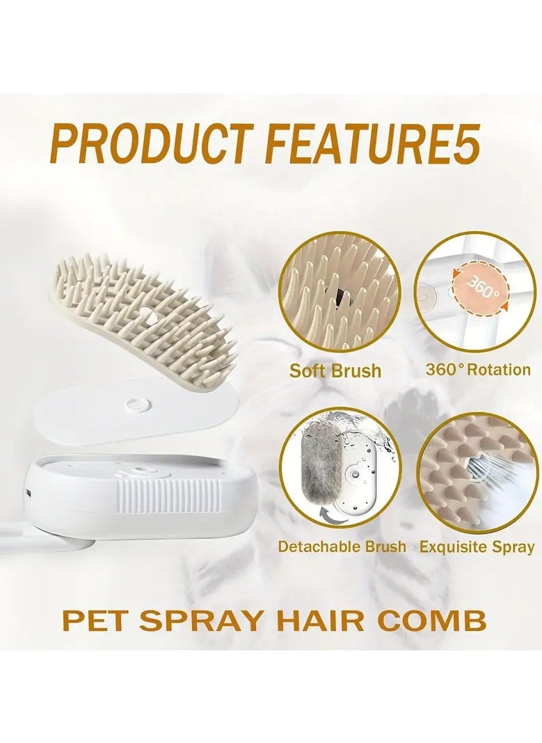 Generic - Cat Steam Brush, 3 in 1 Cat Steam Brush, Cat Massage Brush, USB Pet Grooming Brush, Hair Remover and Pet Supplies - Image 1