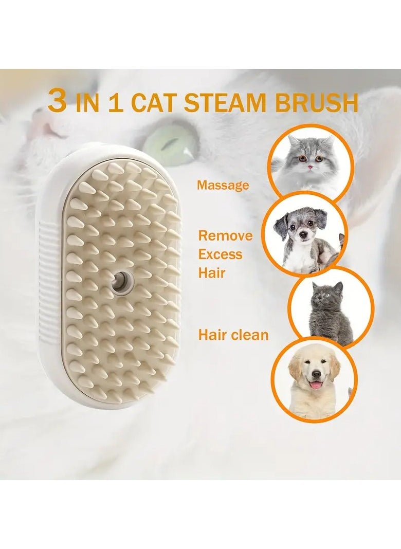 Generic - Cat Steam Brush, 3 in 1 Cat Steam Brush, Cat Massage Brush, USB Pet Grooming Brush, Hair Remover and Pet Supplies - Image 1