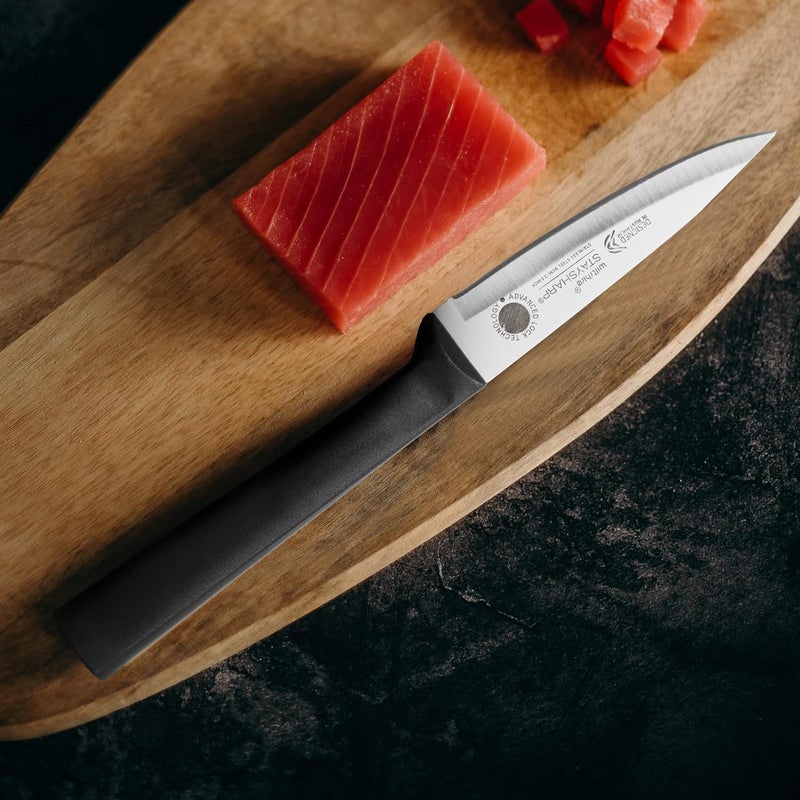 FACKELMANN Wiltshire Stay Sharp Stainless Steel Parer Knife 9 Cm Ideal for Peeling Slicing Coring Accurate Precise Ergonomic Handle Scabbard with Builtin Sharpener - Image 3