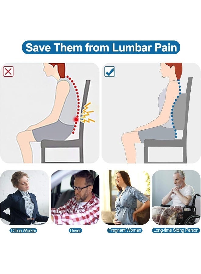 LOVEHOME Lumbar Pillow for Chair and Car, Back Support for Office, Memory Foam Cushion with Mesh Cover - Gray - Image 2