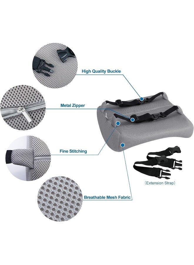 LOVEHOME Lumbar Pillow for Chair and Car, Back Support for Office, Memory Foam Cushion with Mesh Cover - Gray - Image 4