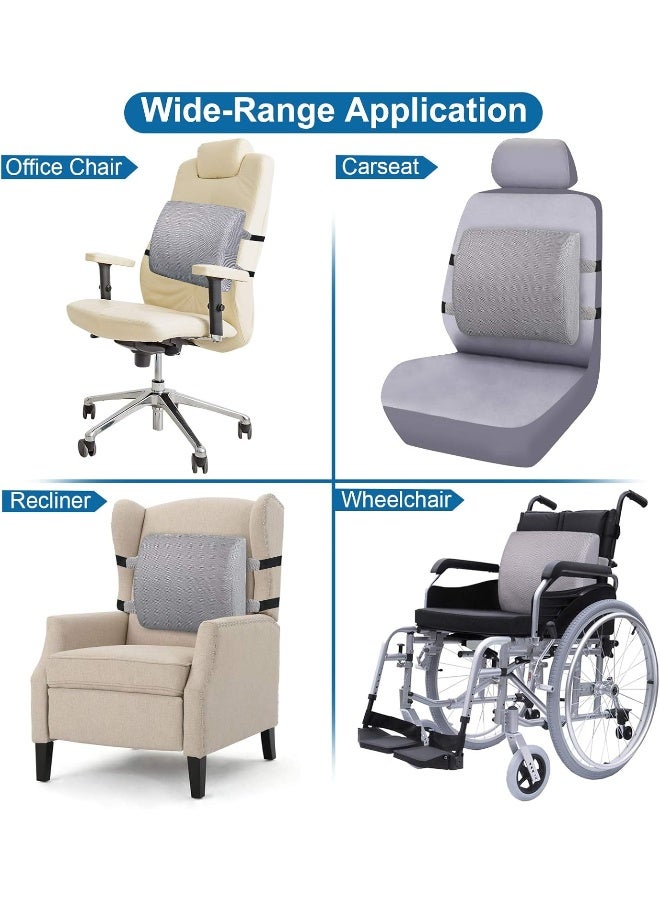 LOVEHOME Lumbar Pillow for Chair and Car, Back Support for Office, Memory Foam Cushion with Mesh Cover - Gray - Image 3